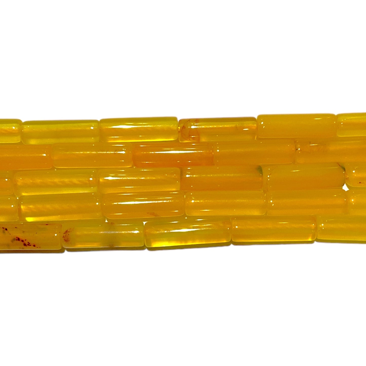 Fil de perles tubes Agate jaune chauffé 4x13 mm - Foliesbijoux