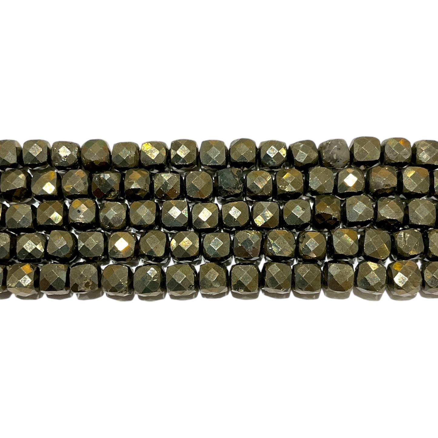 Fil de perles carrées facetté Pyrite 4x4 mm - Foliesbijoux