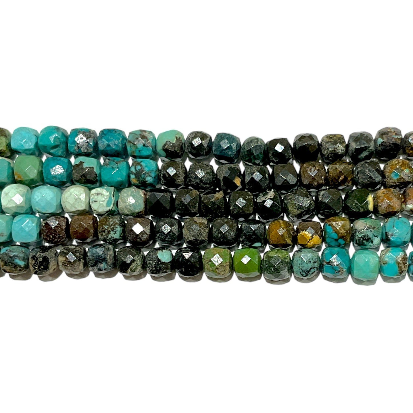 Fil de perles carrées facetté Chrysocolle AAA 4x4 mm - Foliesbijoux