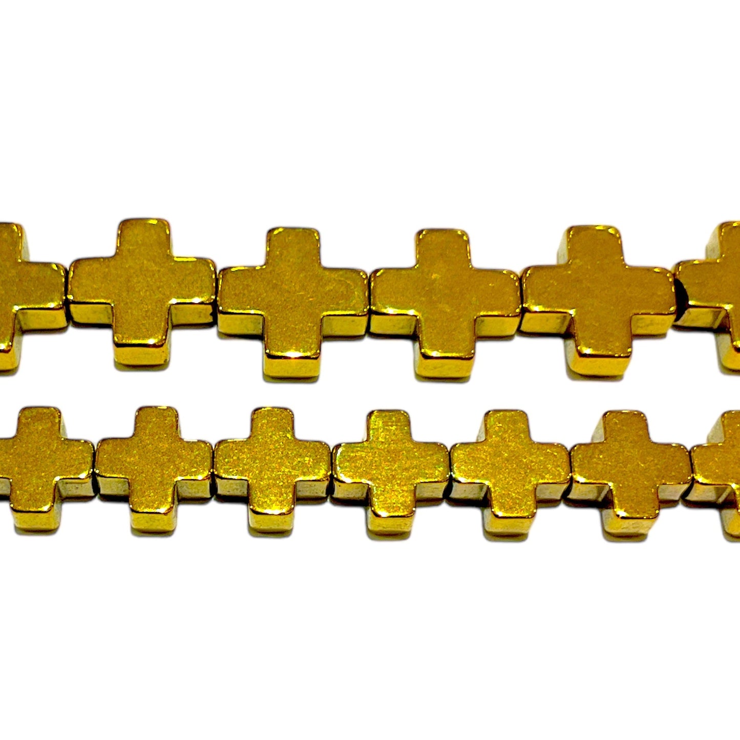 Fil de perle Hématite electroplaquée croix dorée/bronze - Foliesbijoux