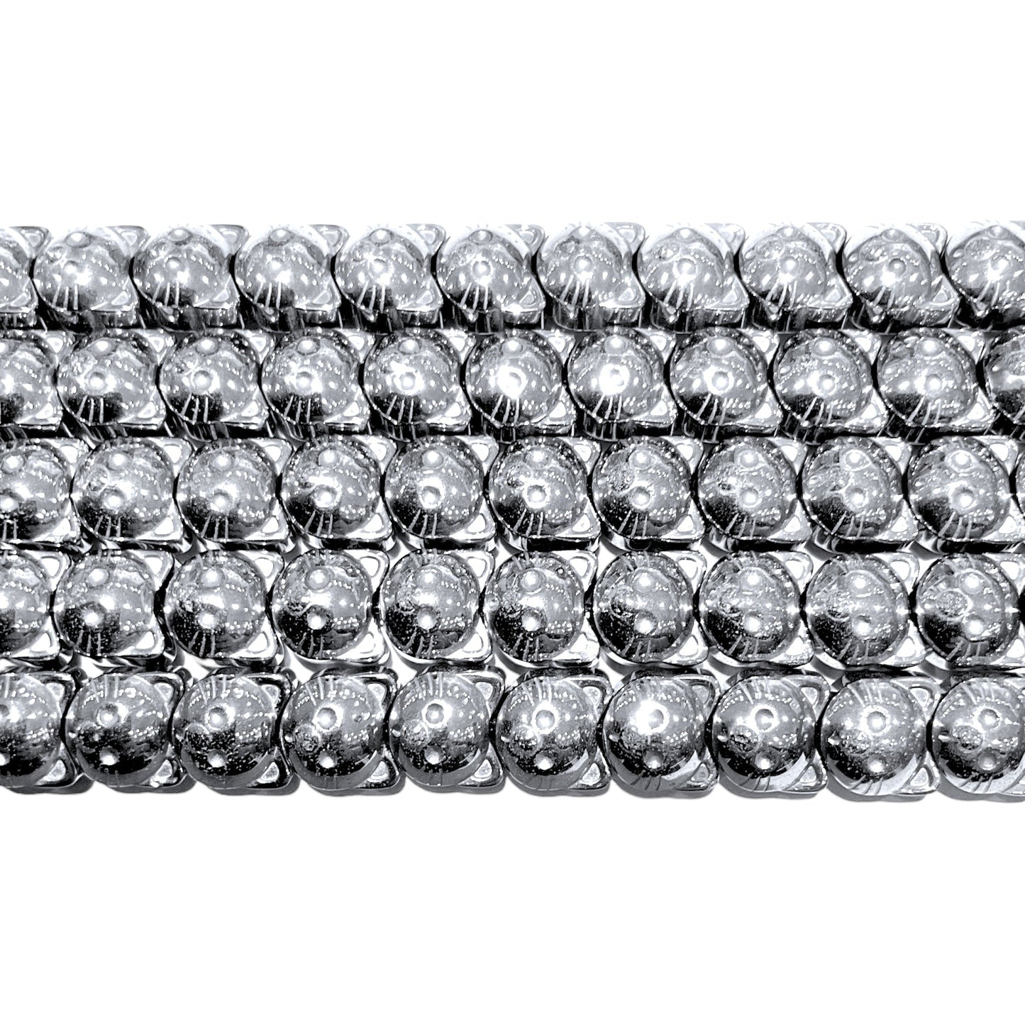 Fil de perle Hématite electroplaquée chat HEA-67 argentée - Foliesbijoux