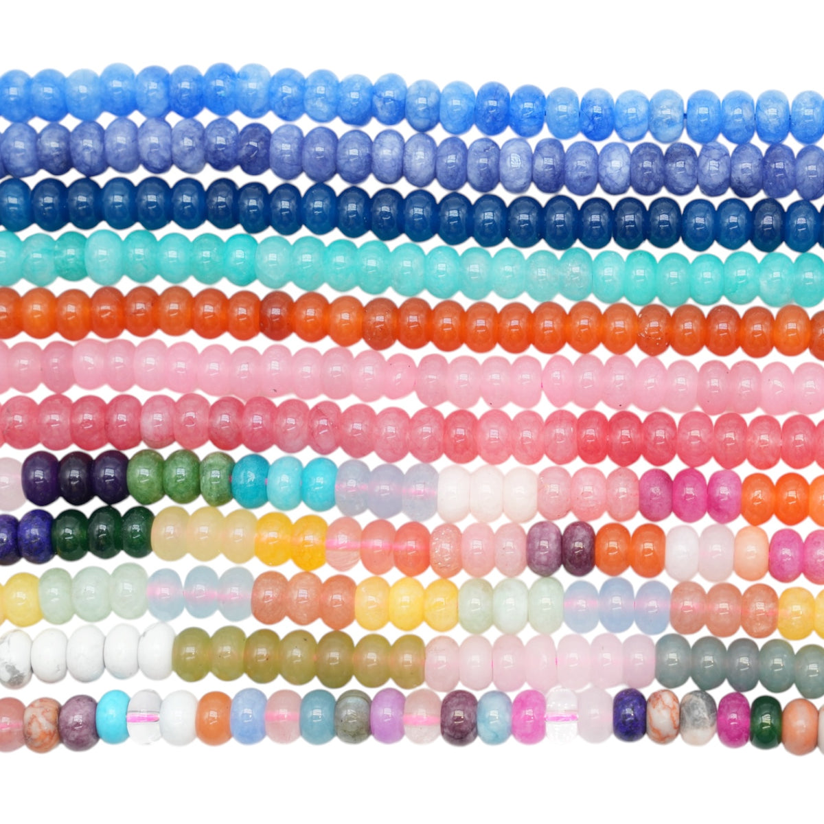 Fil de perle rondelles Jade teinté 5x8 mm (23 coloris disponible)
