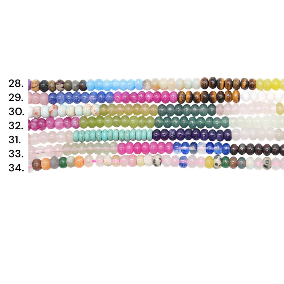 Fil de perle rondelles Jade teinté & pierre naturelle 4x6 mm (7 coloris disponible)