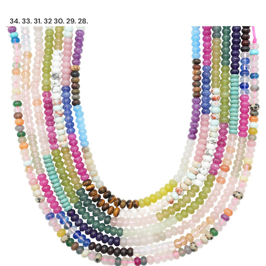Fil de perle rondelles Jade teinté & pierre naturelle 4x6 mm (7 coloris disponible)