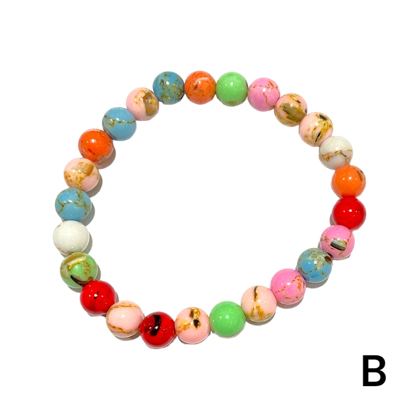 Bracelet en 6mm enfant Howlite coquillage multicouleur - Foliesbijoux