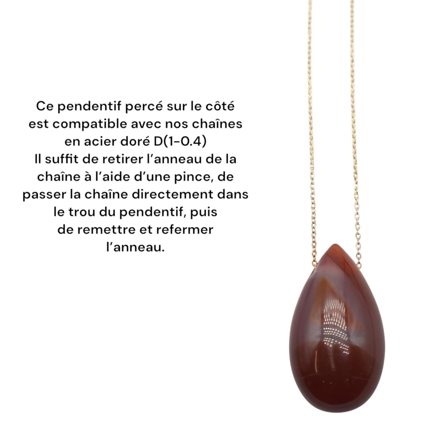 Teardrop-shaped pendant with side drilling (45 different stones)