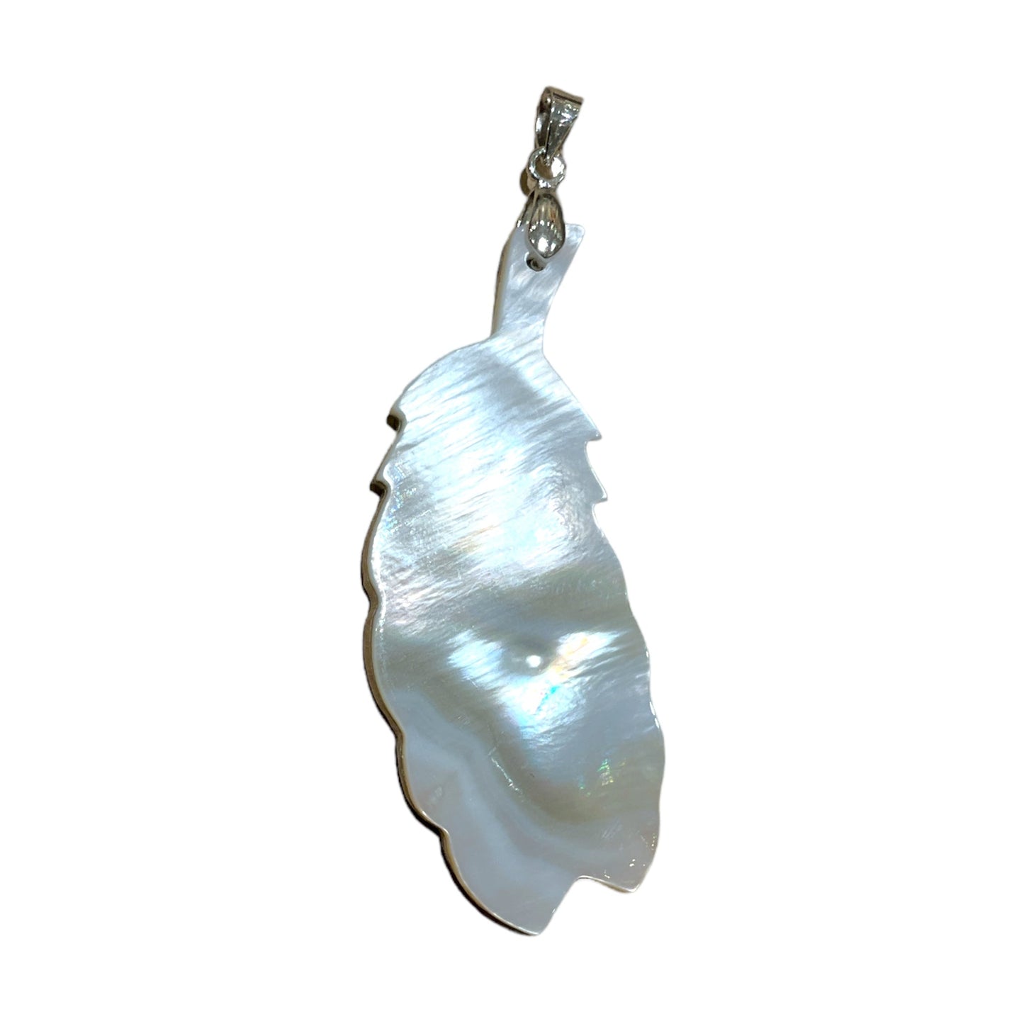 Pendentif plume en nacre et coquille d’ormeaux - Foliesbijoux