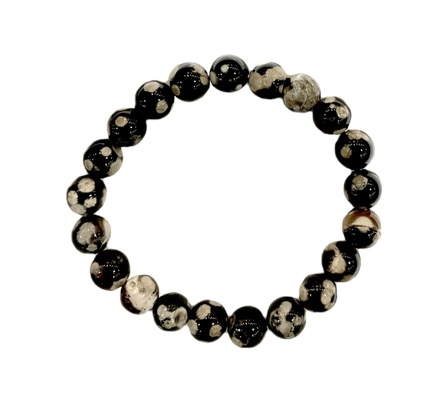 Bracelet Agate feu noire A taille homme - Foliesbijoux