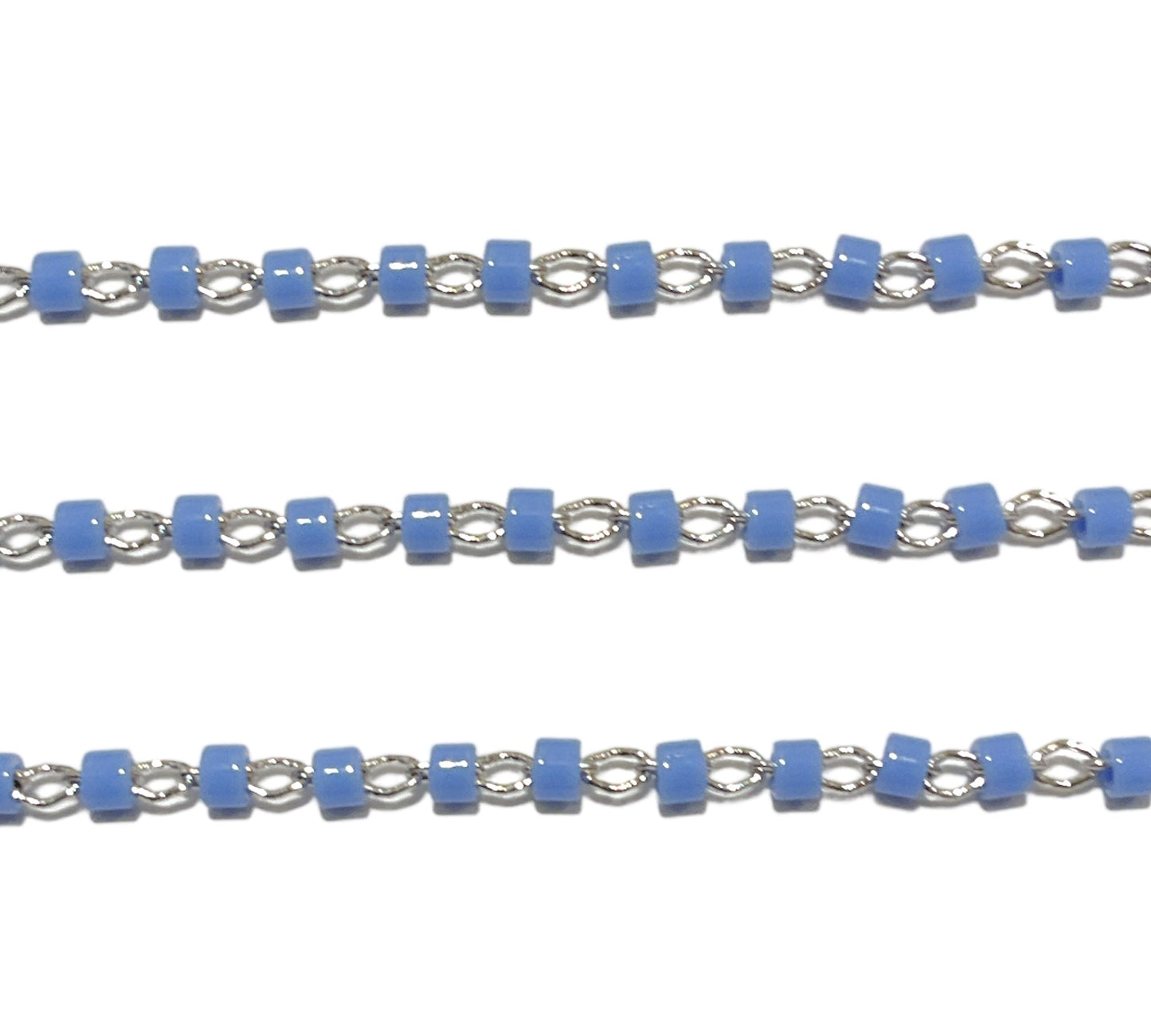 Chaîne argenté bleu mauve au mètre laiton - Foliesbijoux