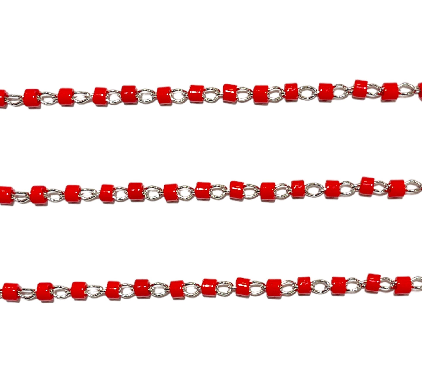 Chaîne argentée rouge au mètre laiton - Foliesbijoux