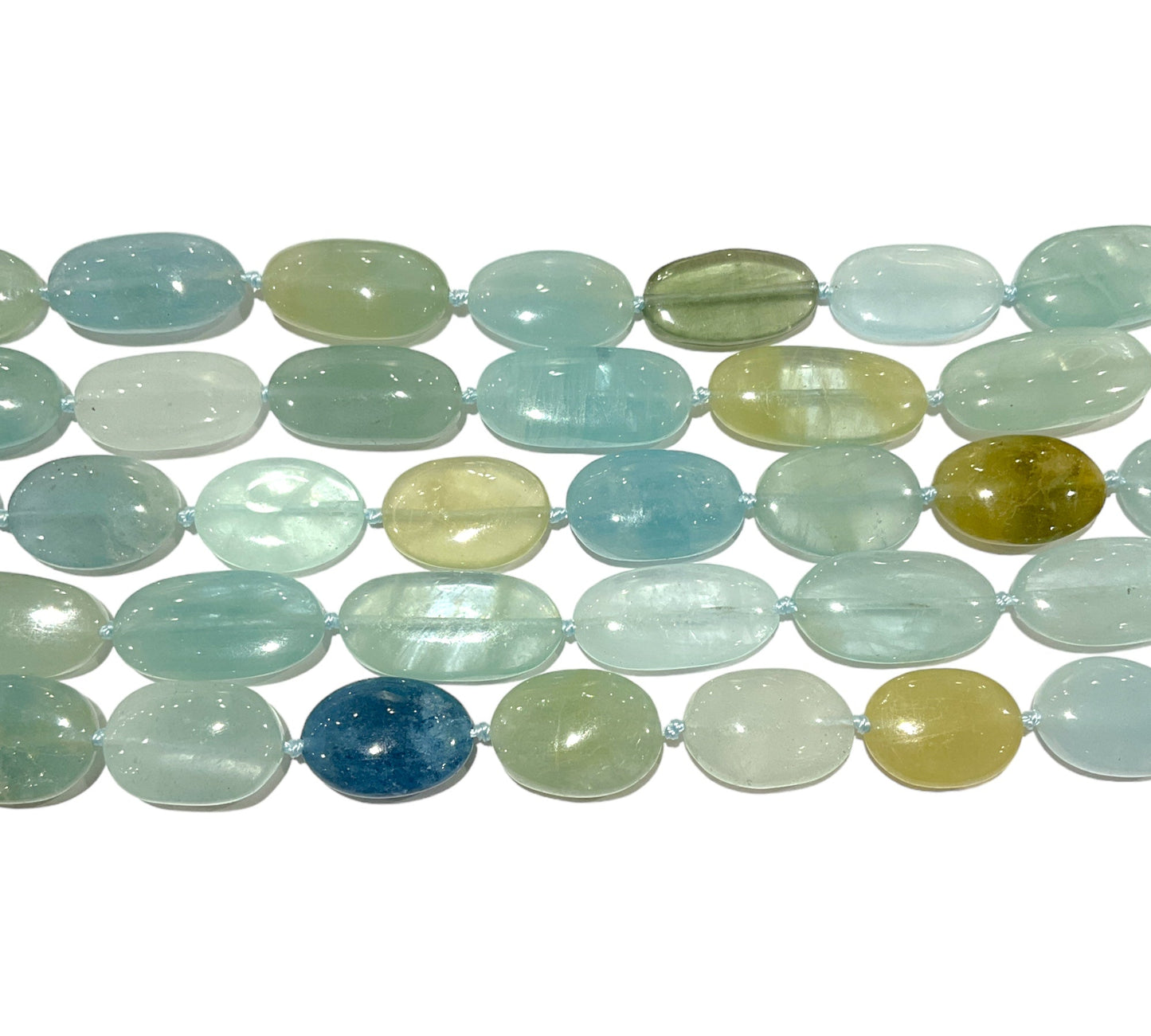 Fil de perle forme de ovale aigue marine A - Foliesbijoux