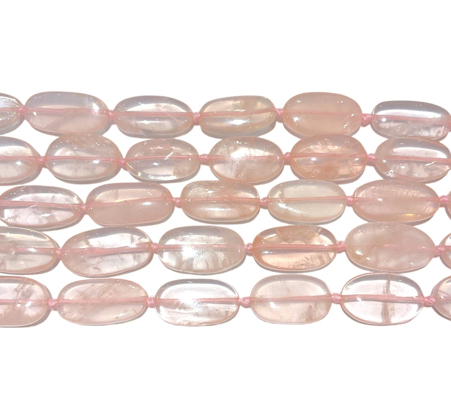 Fil de perle forme de ovale Quartz rose A - Foliesbijoux