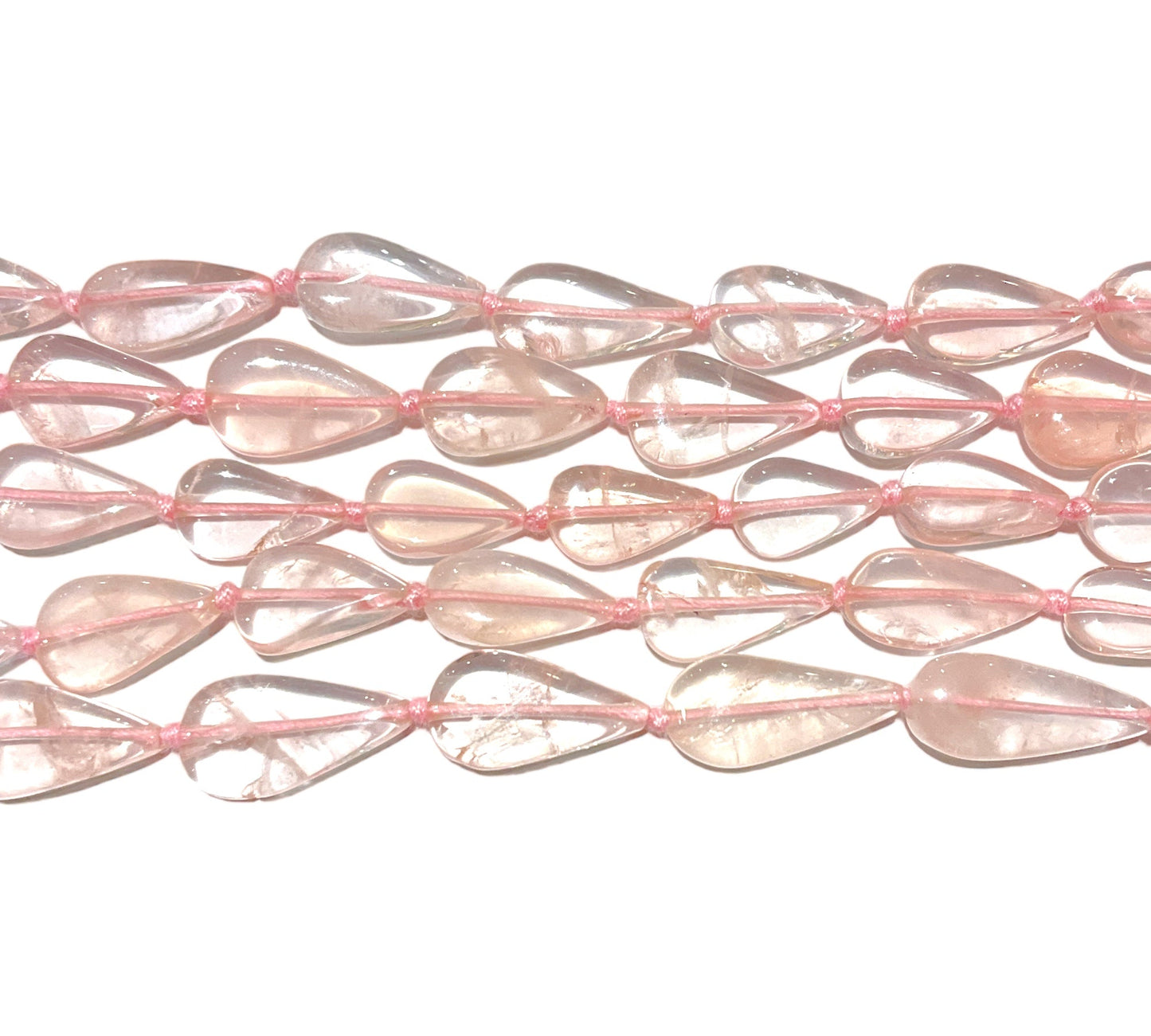 Fil de perle forme de goutte Quartz rose A - Foliesbijoux