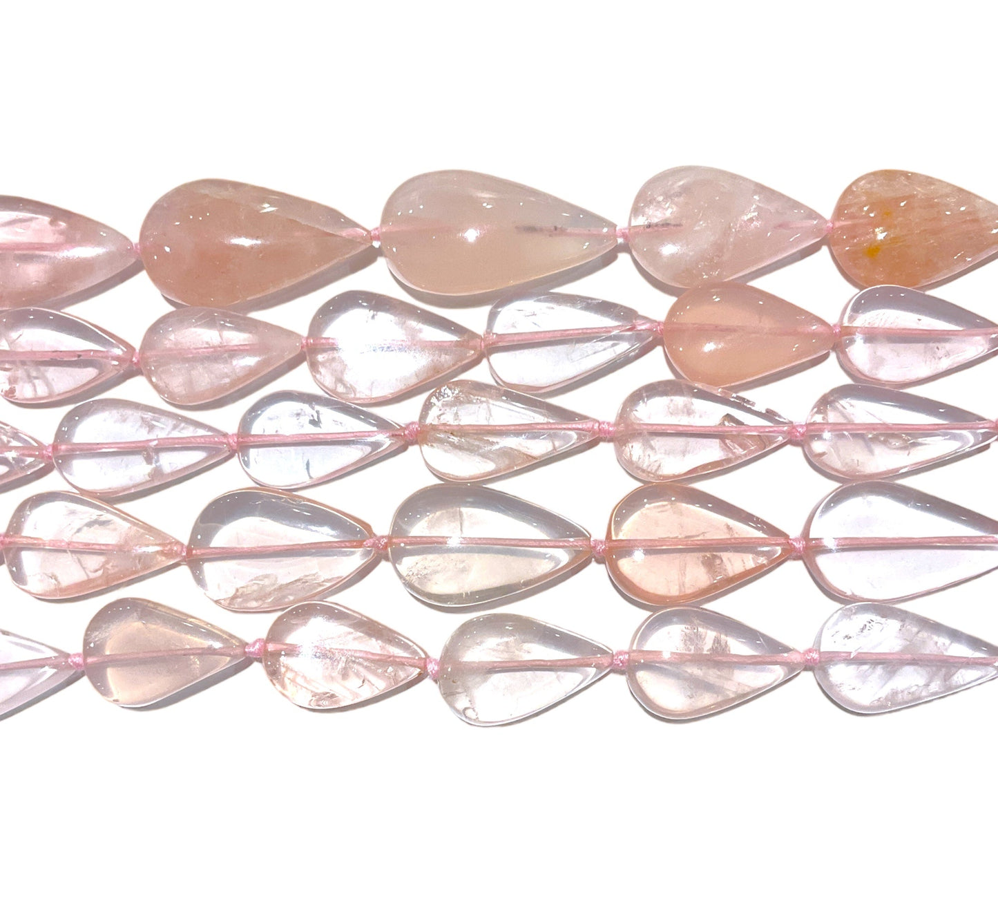 Fil de perle forme de goutte Quartz rose A - Foliesbijoux