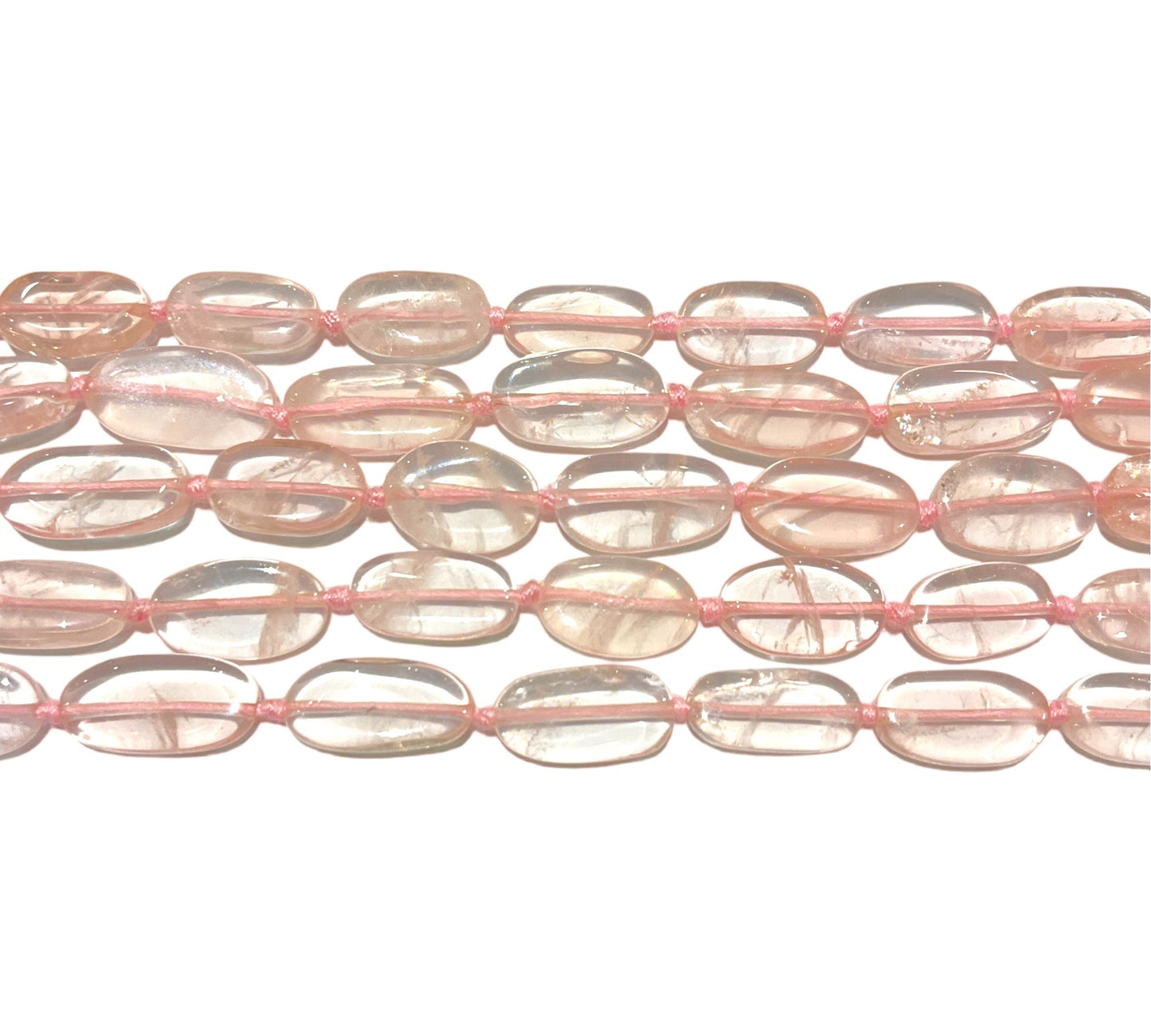 Fil de perle forme de ovale Quartz rose A - Foliesbijoux