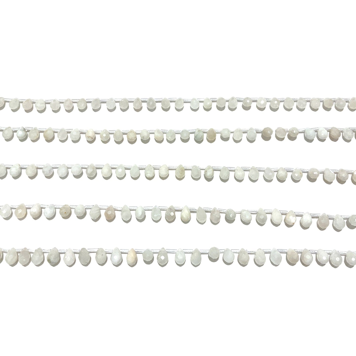 44 petits pendentifs pierre de lune bleutée goutte facetté 6 x 9m - Foliesbijoux