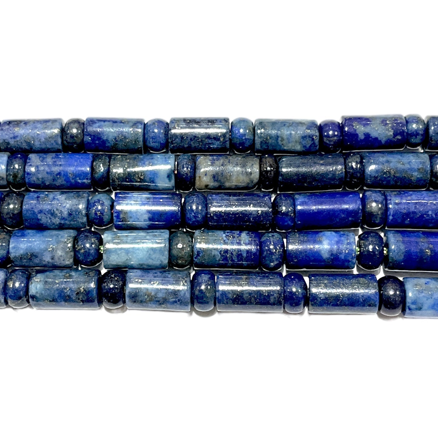 Fil de perles tubes x rondelle lapis-lazuli - Foliesbijoux