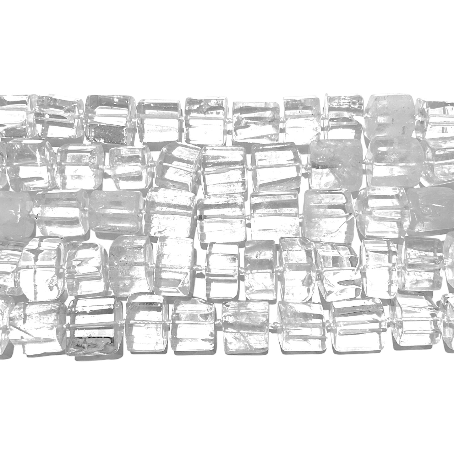 Fil de perles Cristal de roche forme cubique A - Foliesbijoux