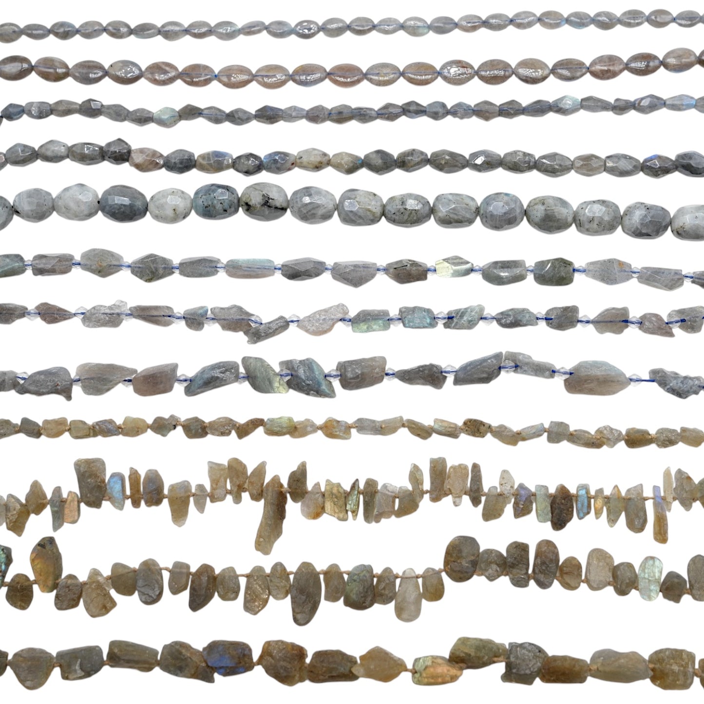 Fil de perles Labradorite AA forme libre (9 formes disponible)