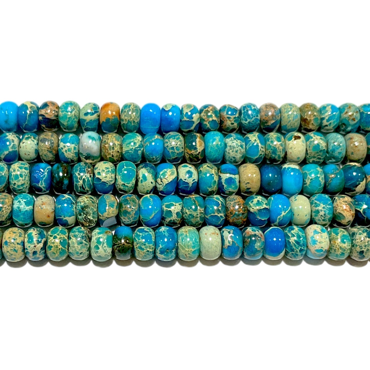 Fil de perle rondelle Jaspe impérial bleu 2,5 x 4 mm - Foliesbijoux