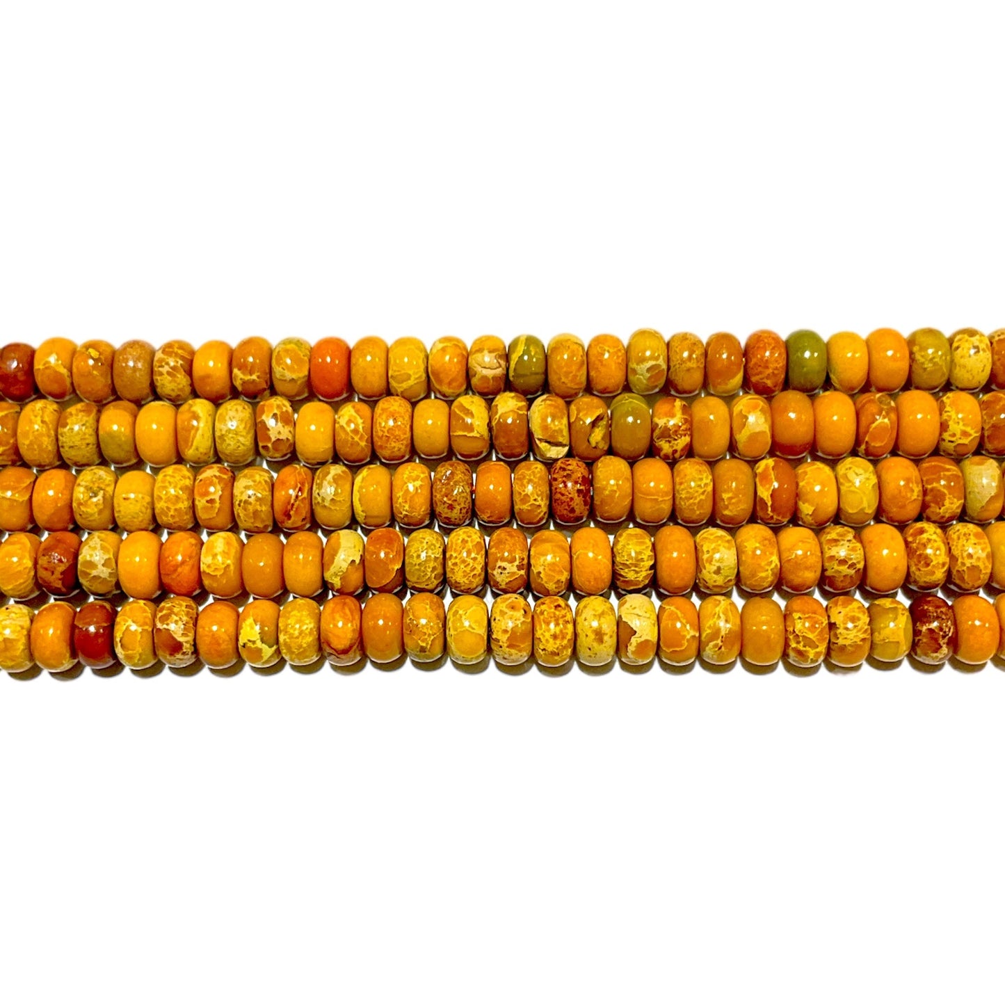 Fil de perle rondelle Jaspe impérial jaune 2,5 x 4 mm - Foliesbijoux