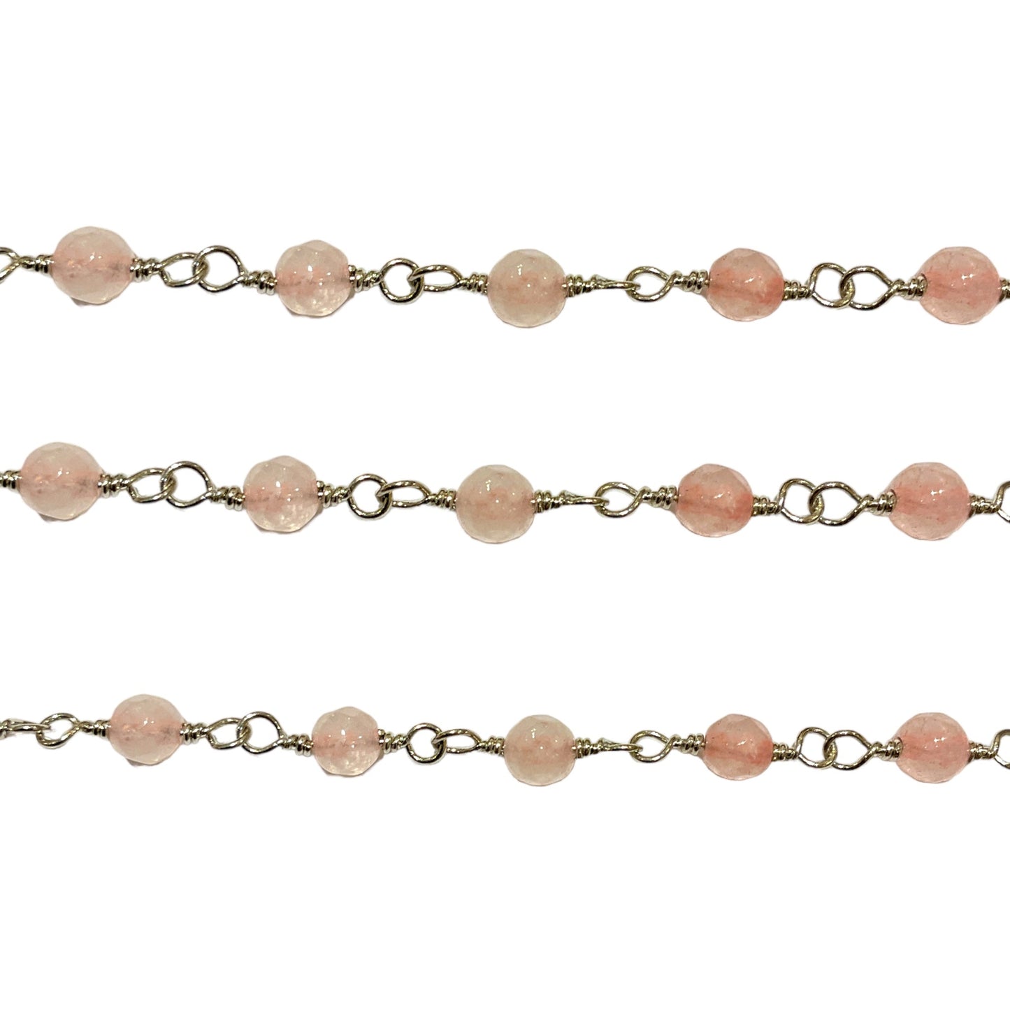 Chaîne avec boule en Quartz rose au mètre laiton - Foliesbijoux