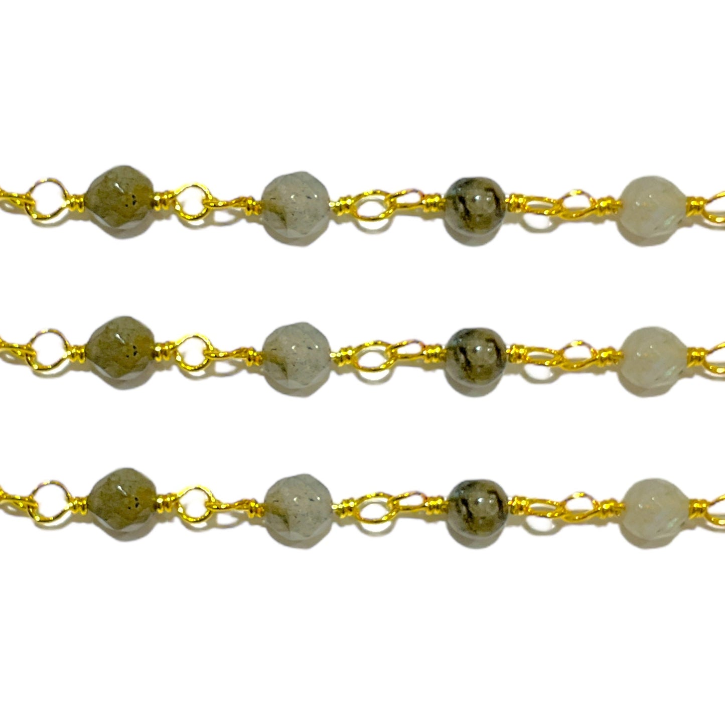 Chaîne au boule en Labradorite mètre laiton - Foliesbijoux