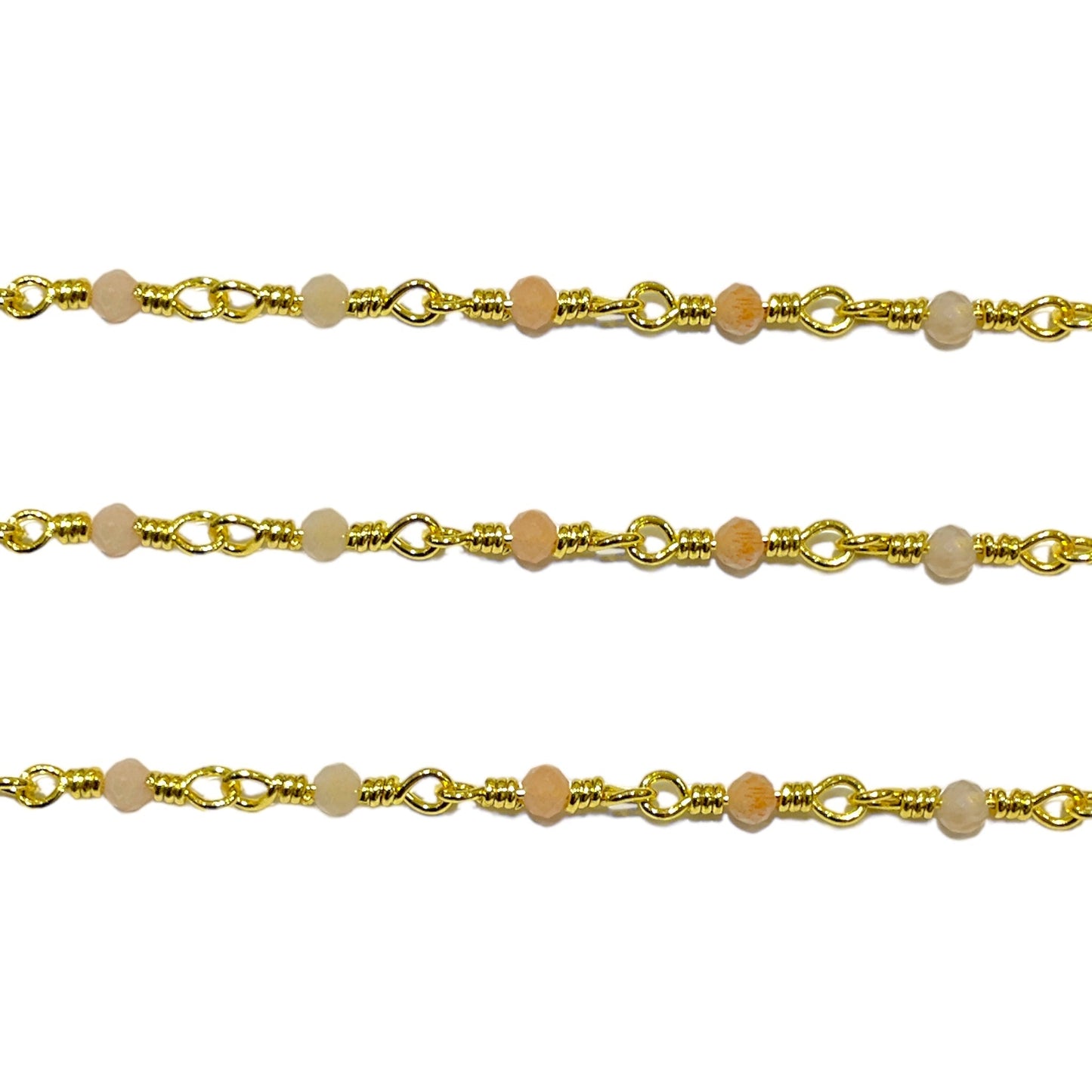 Chaîne au mètre Pierre de soleil laiton doré - Foliesbijoux