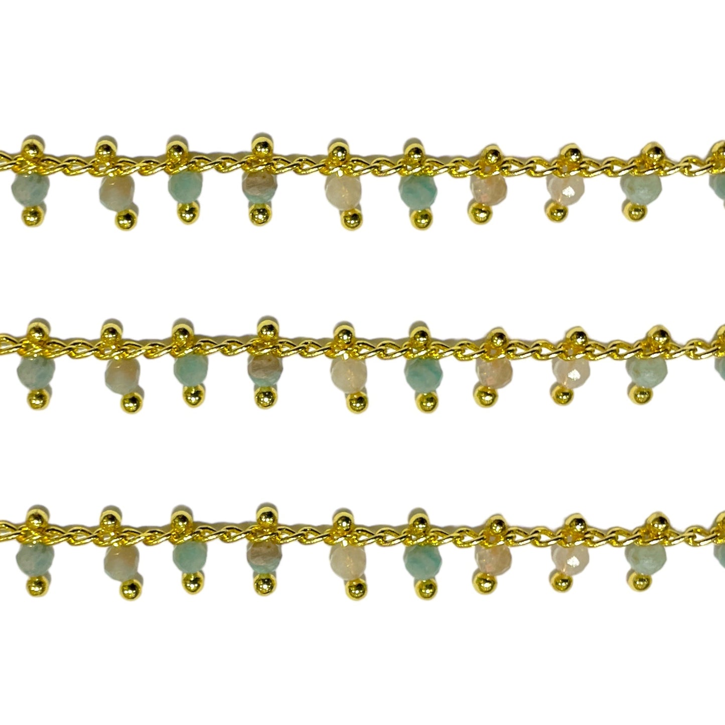 Chaîne au mètre Amazonite de chine laiton doré - Foliesbijoux