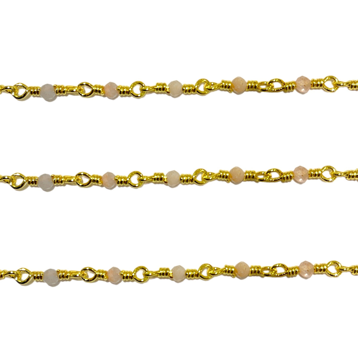 Chaîne au mètre quartz rose laiton doré - Foliesbijoux