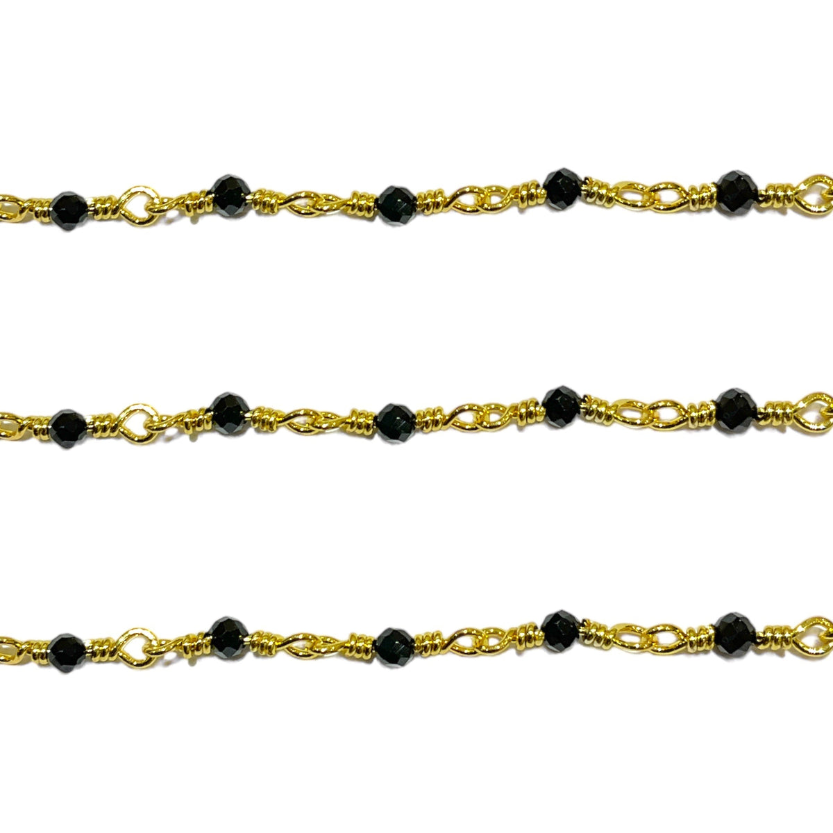 Chaîne au mètre Onyx noir laiton - Foliesbijoux