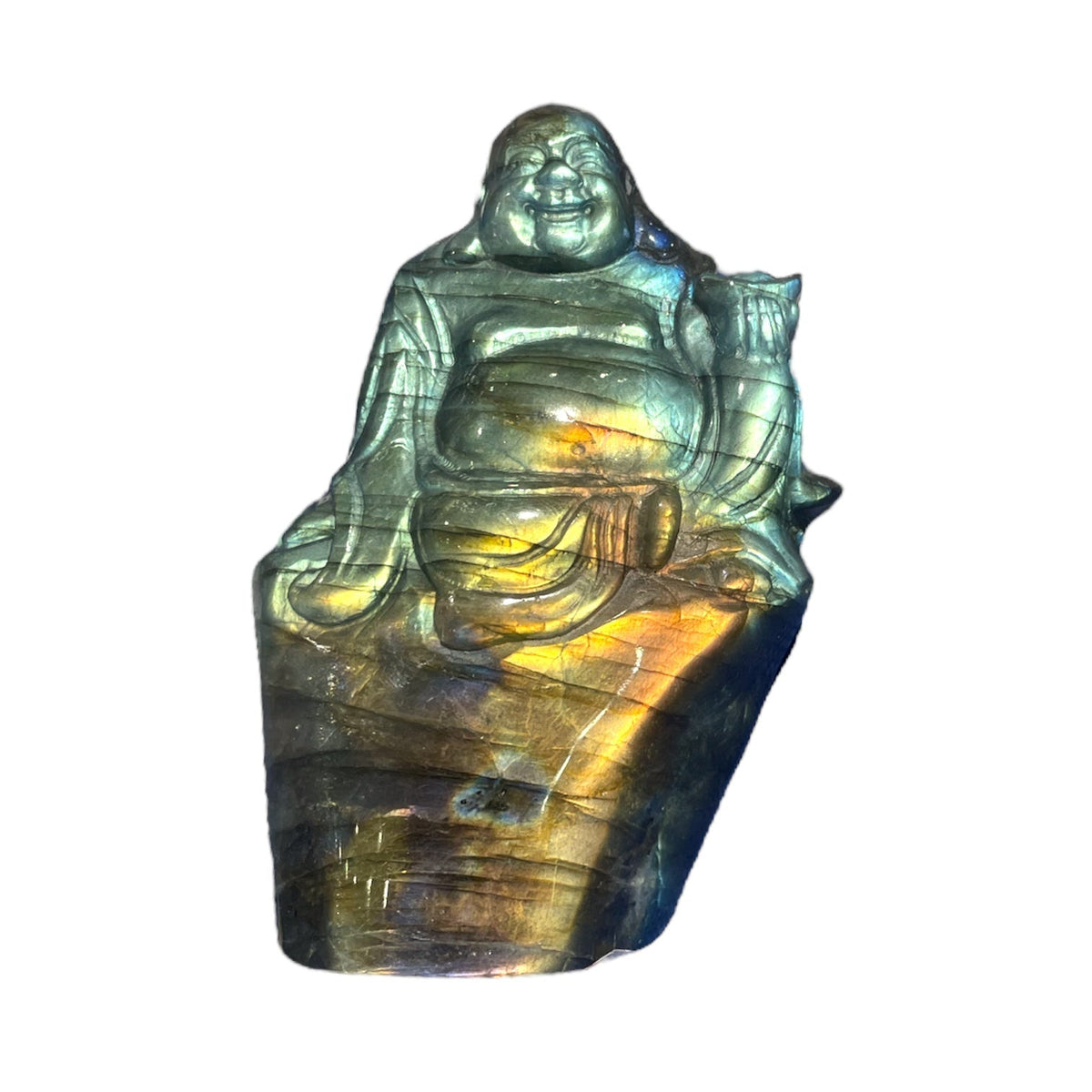 Figurine Bouddha en Labradorite pièce unique 8x5,5x3cm numéro B5 - Foliesbijoux