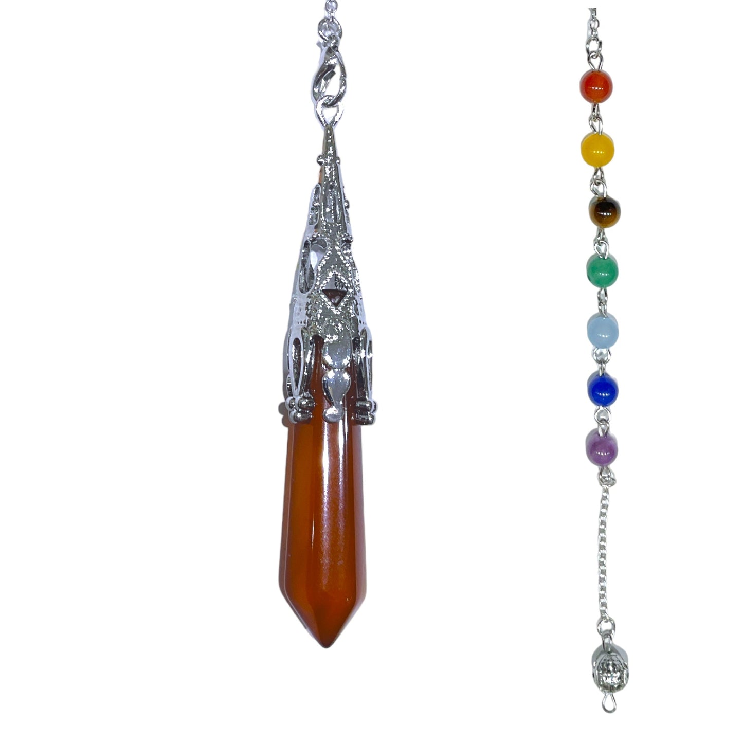 Pendule pointe 7 Chakras Cornaline - Foliesbijoux