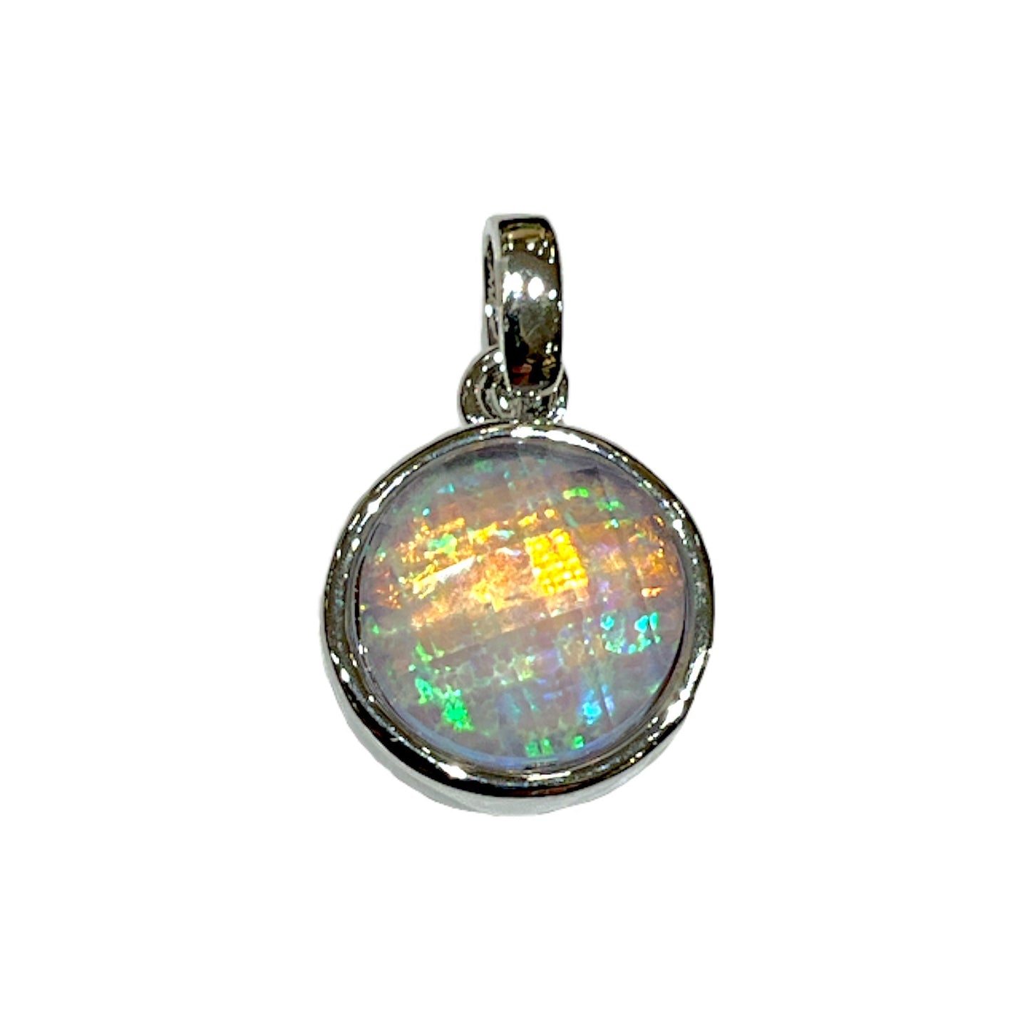 Pendentif argenté synthétique Opale 1P - Foliesbijoux