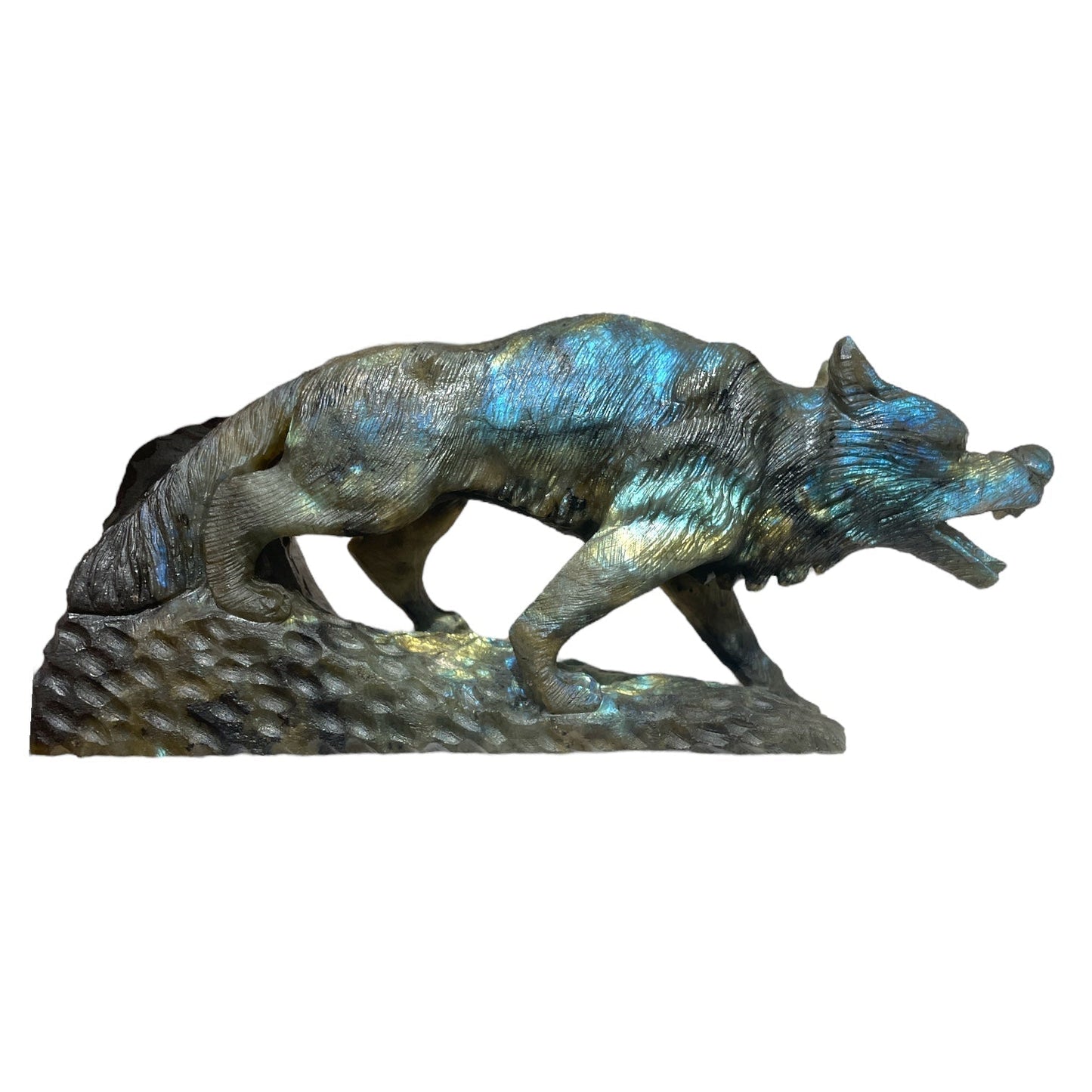 Figurine Loup en Labradorite - modele unique - Foliesbijoux
