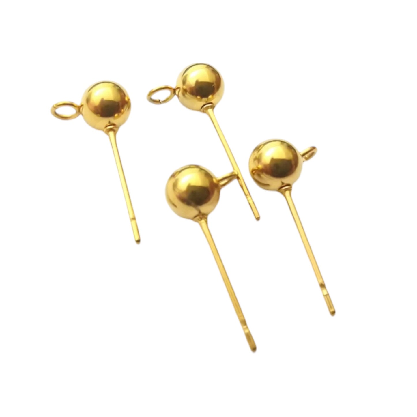 20 tiges de boucles d’oreilles avec boule avec boucle intégrée – Acier inoxydable doré (2 tailles disponibles)
