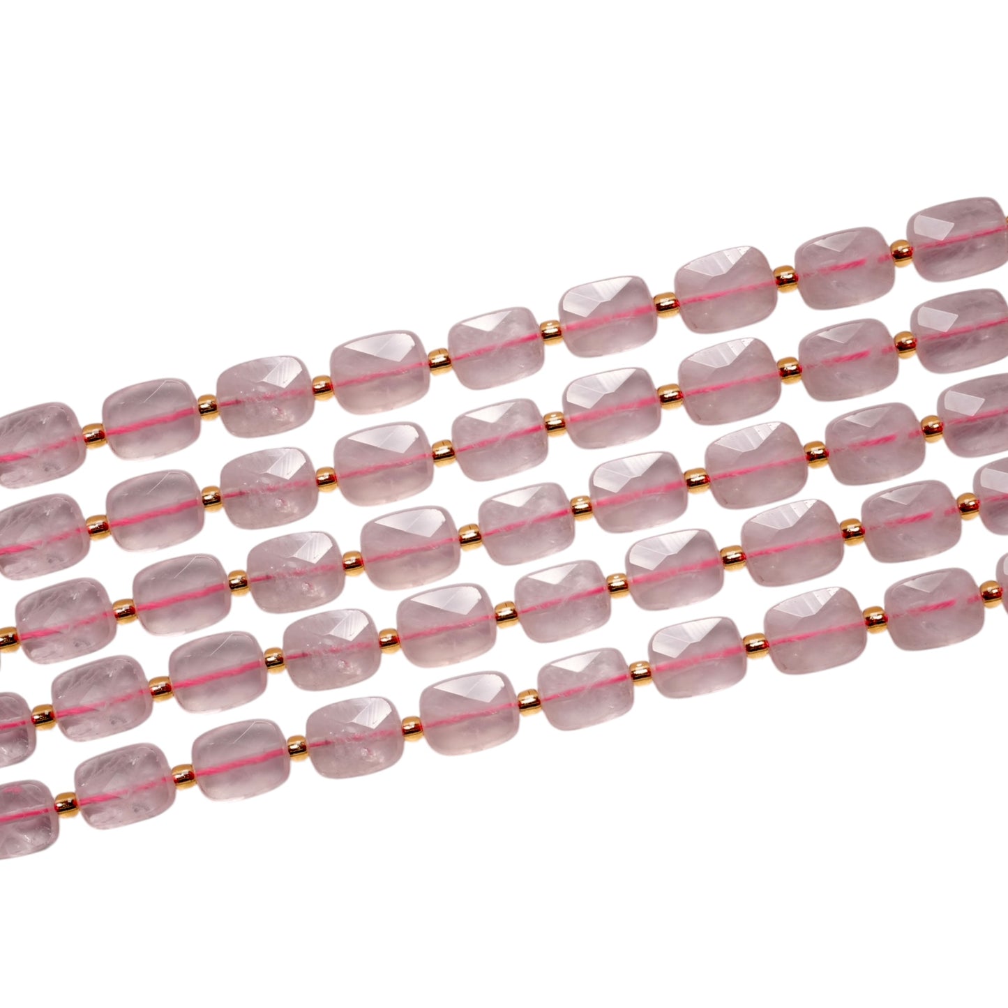 Fil de 32 Quartz rose rectangulaire 8x10 mm - Foliesbijoux