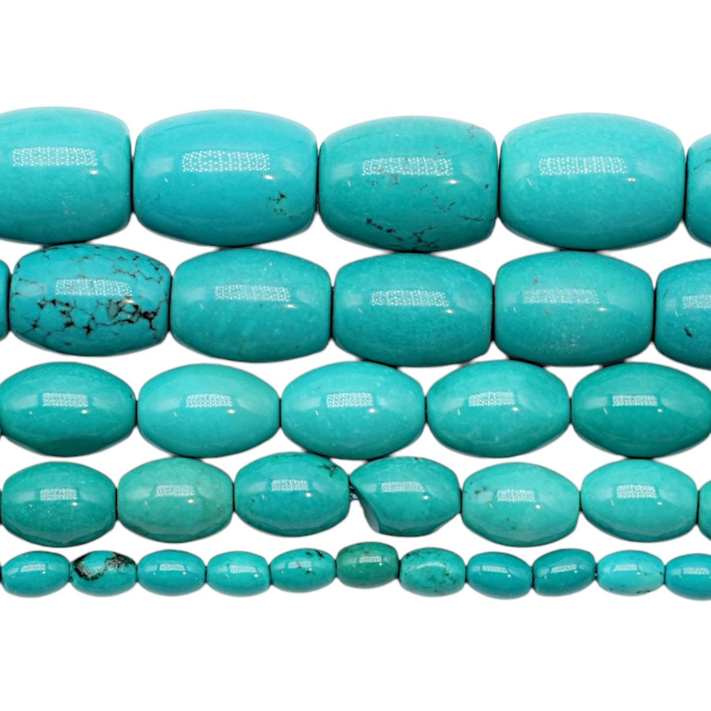 Fil de perles OVALE arrondie Turquoise de Chine
