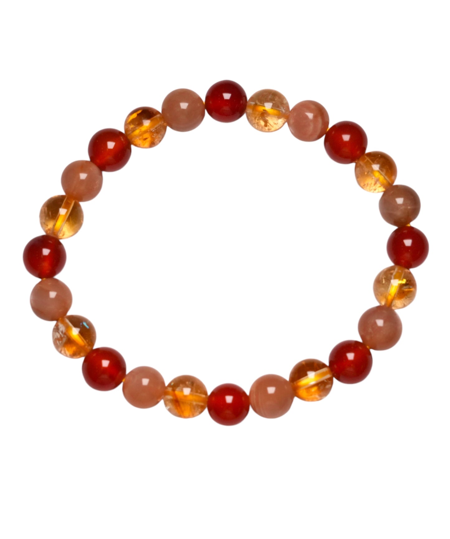 Bracelet Joie de vivre/Bonne humeur — Cornaline, Citrine chauffée A & Pierre de soleil A+ (numéro 11) - Foliesbijoux