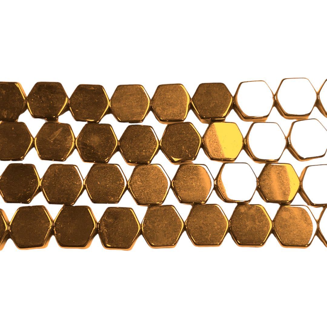 Fil de perle Hématite electroplaquée dorée HED-82 / HEA-82P - Foliesbijoux