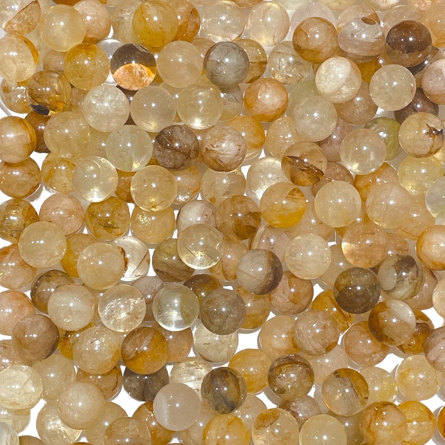 Boule 14 mm Quartz hématoïde jaune non percé - Foliesbijoux