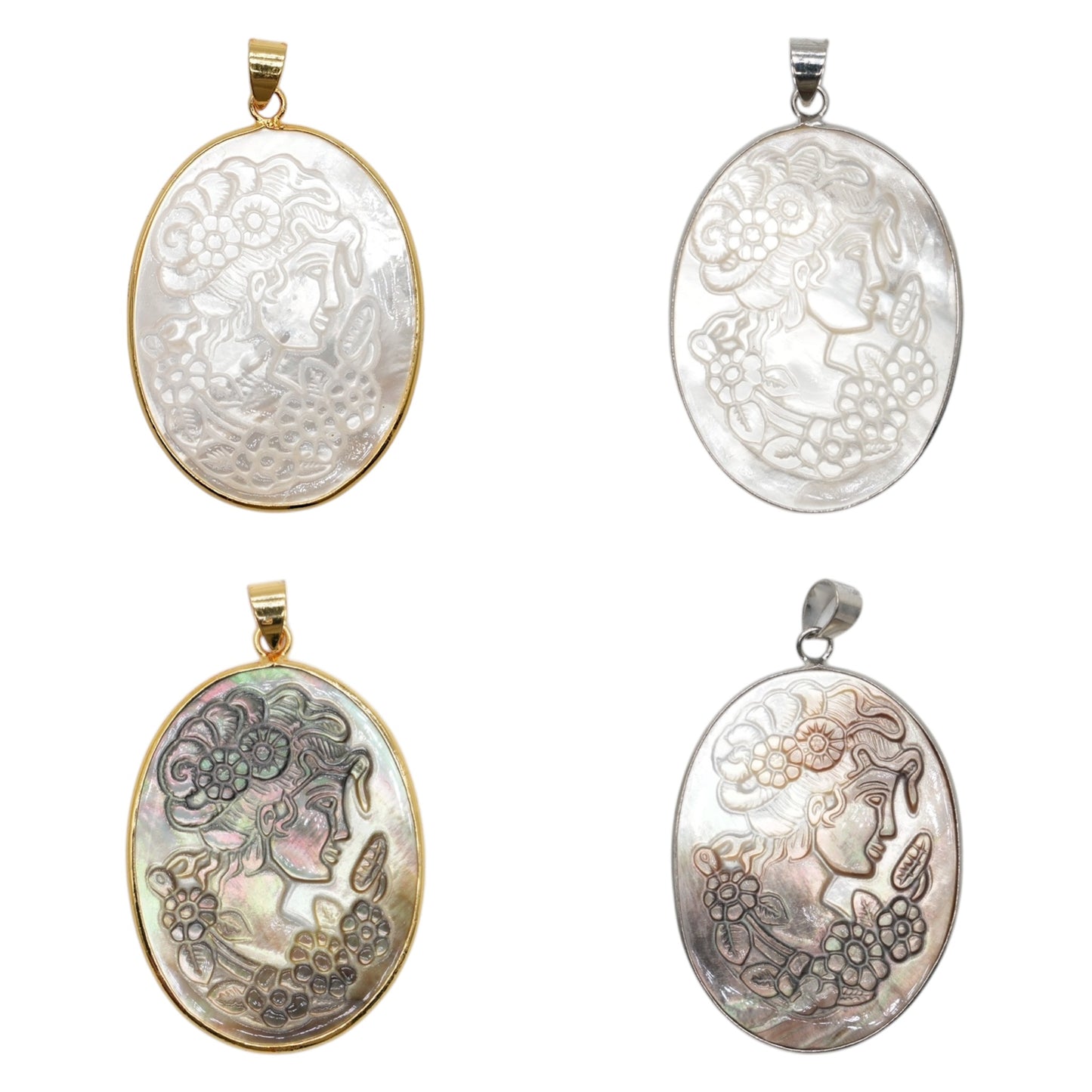 Pendentif camée femme en nacre