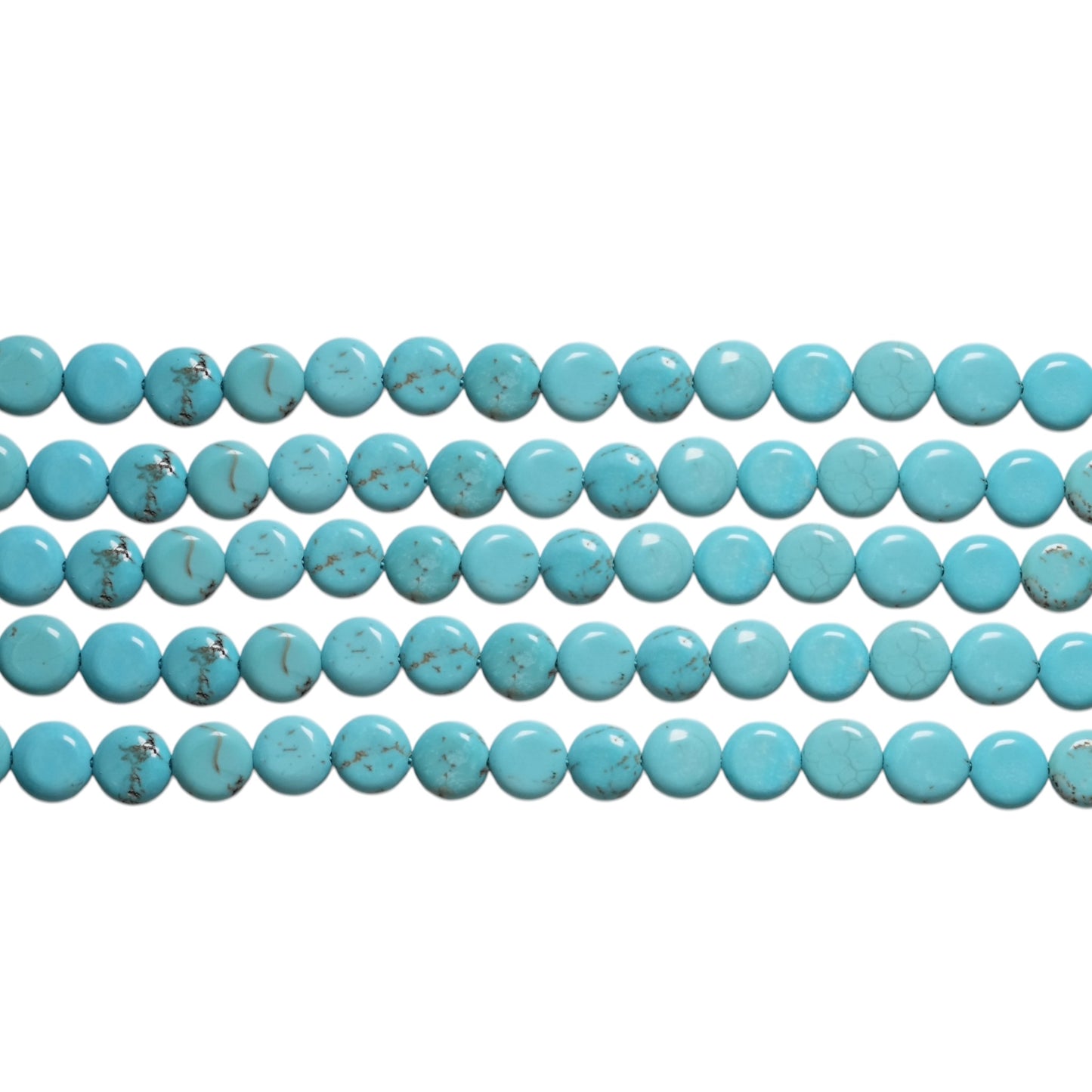 Fil howlite Turquoise rond plat 8 mm - Foliesbijoux