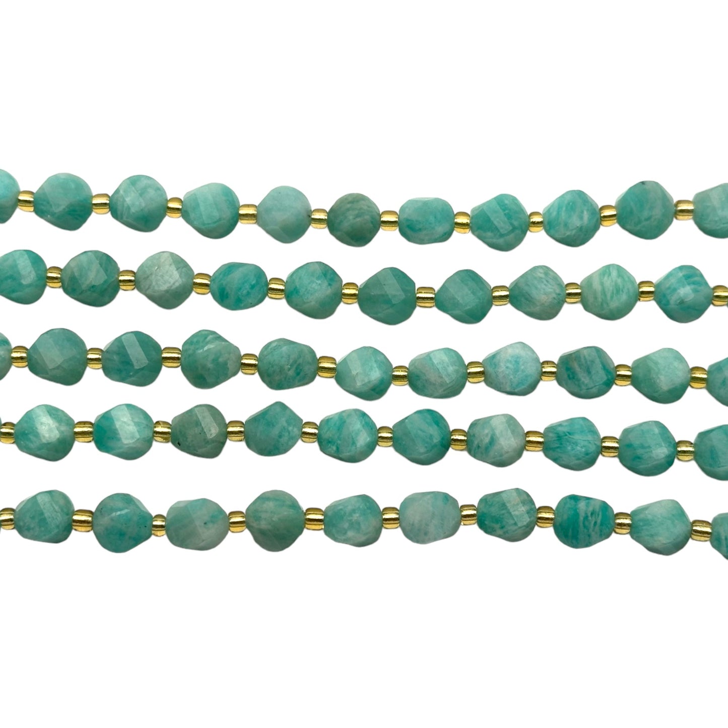 Fil Amazonite du Pérou boule facetté 8 mm - Foliesbijoux