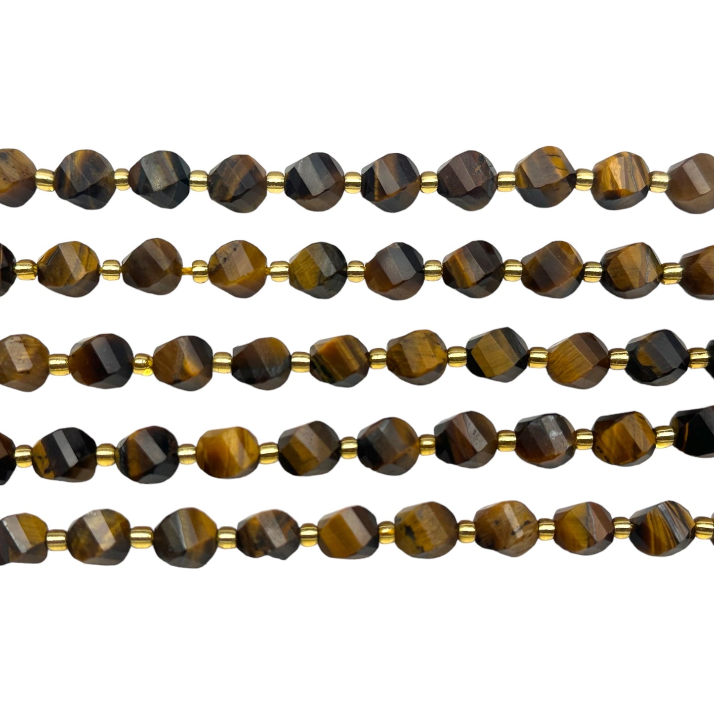 Fil Oeil de tigre boule facetté 8 mm - Foliesbijoux