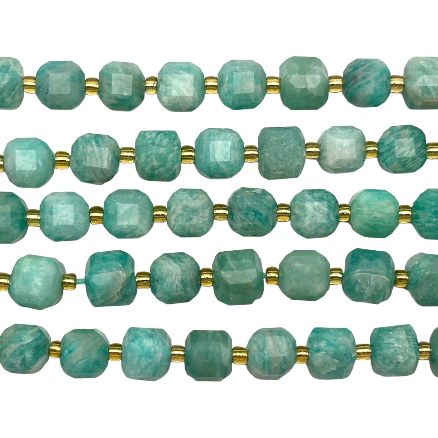 Fil Amazonite du Pérou cube facetté 8x8 mm - Foliesbijoux
