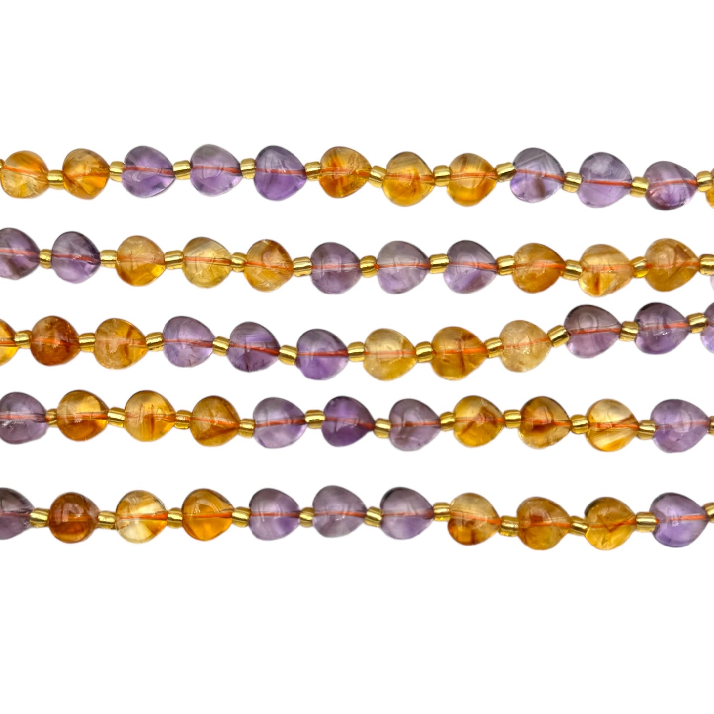 Fil de coeur en Améthyste-Citrine chauffée Amétrine 10x10 mm - Foliesbijoux