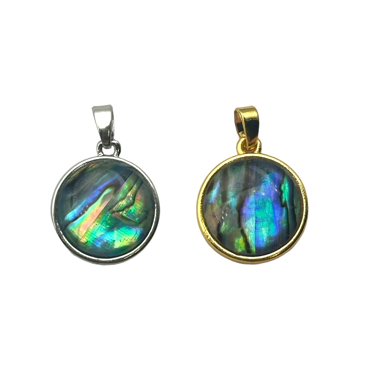 Pendentif nacre abalone ronde - Foliesbijoux