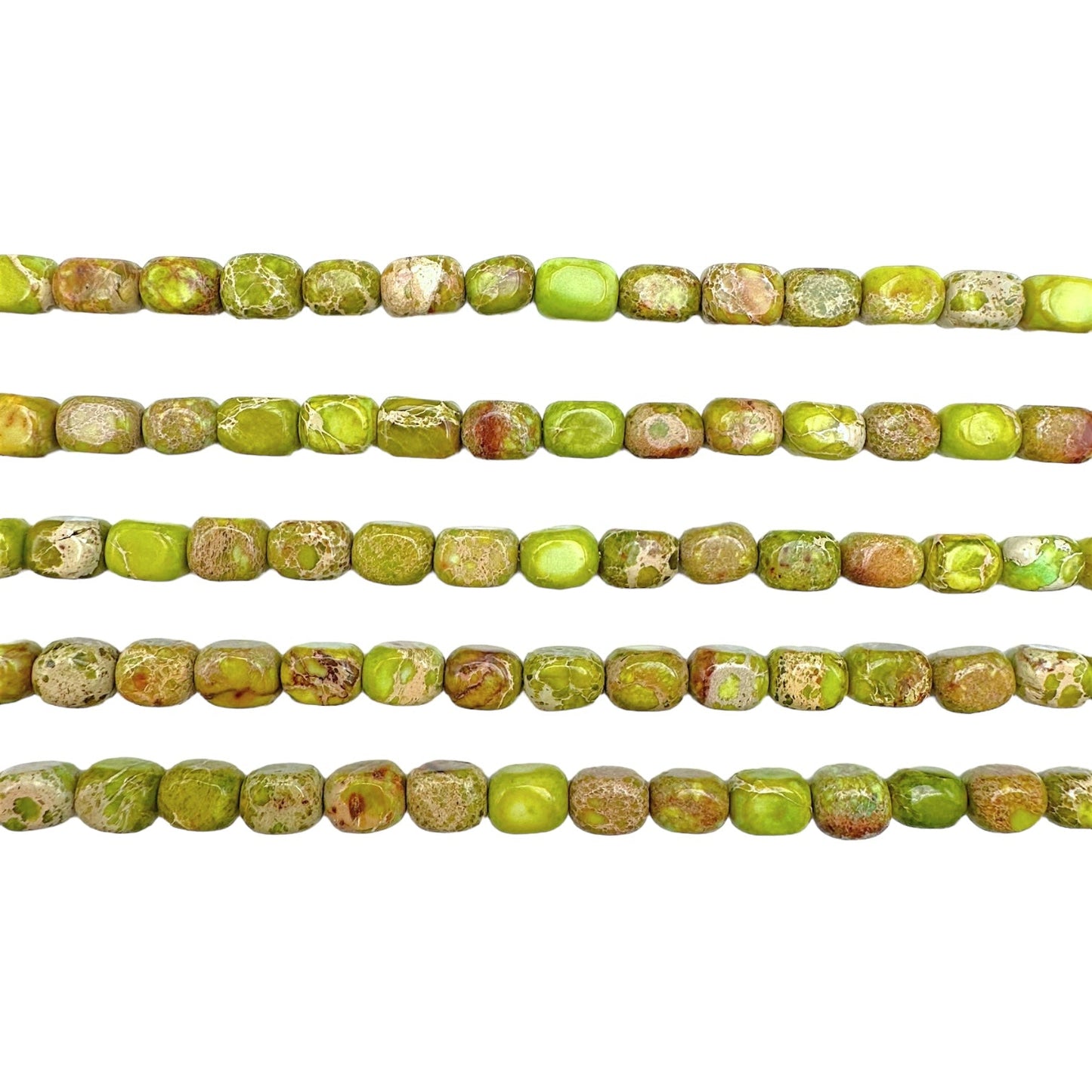 Fil de perle Jaspe Impérial vert claire rectangle arrondie 5x7 mm - Foliesbijoux