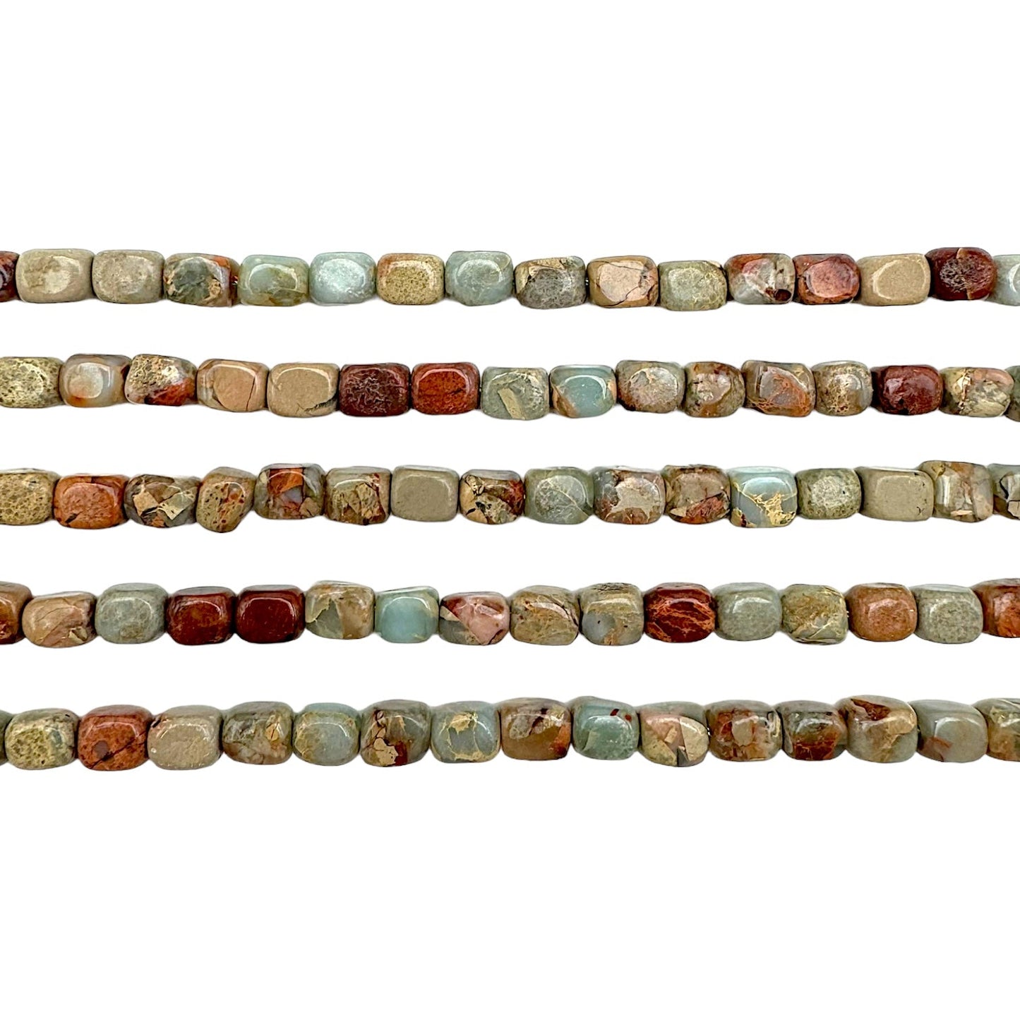 Fil de perle Jaspe Impérial rectangle arrondie 5x7mm - Foliesbijoux